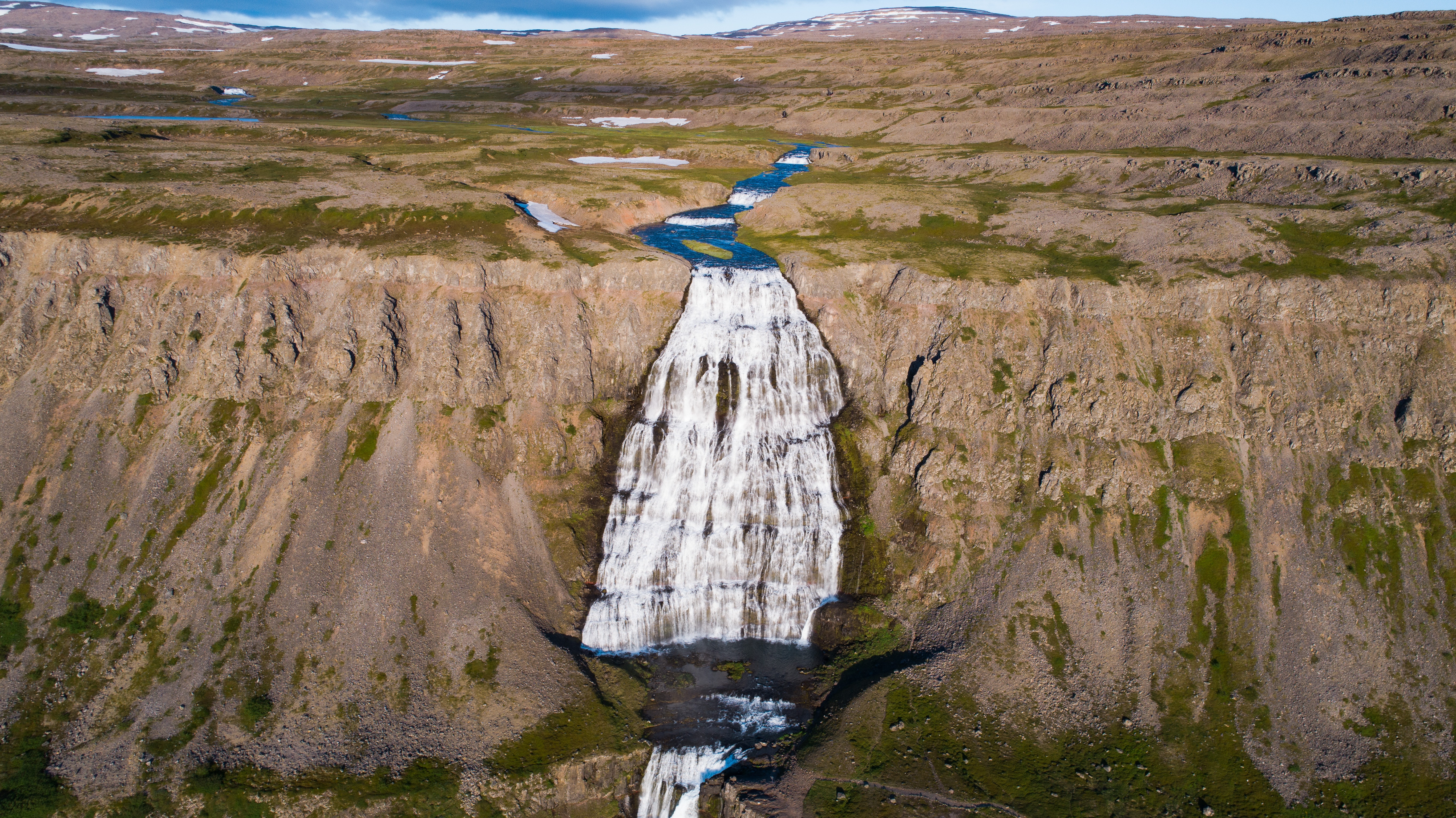 The top of the main Dynjandi waterfall.