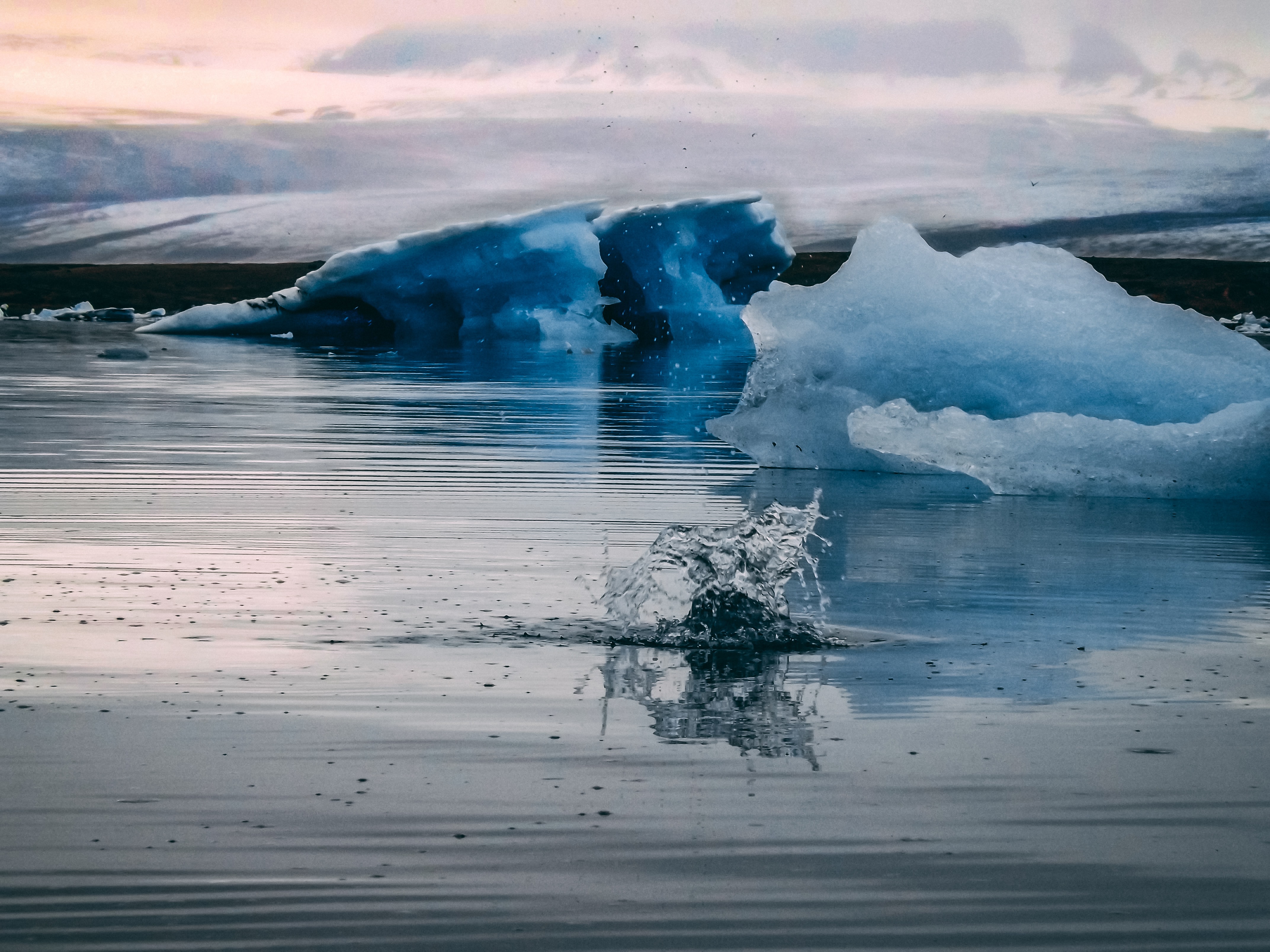 Ice chunk from a glacier calving in Iceland