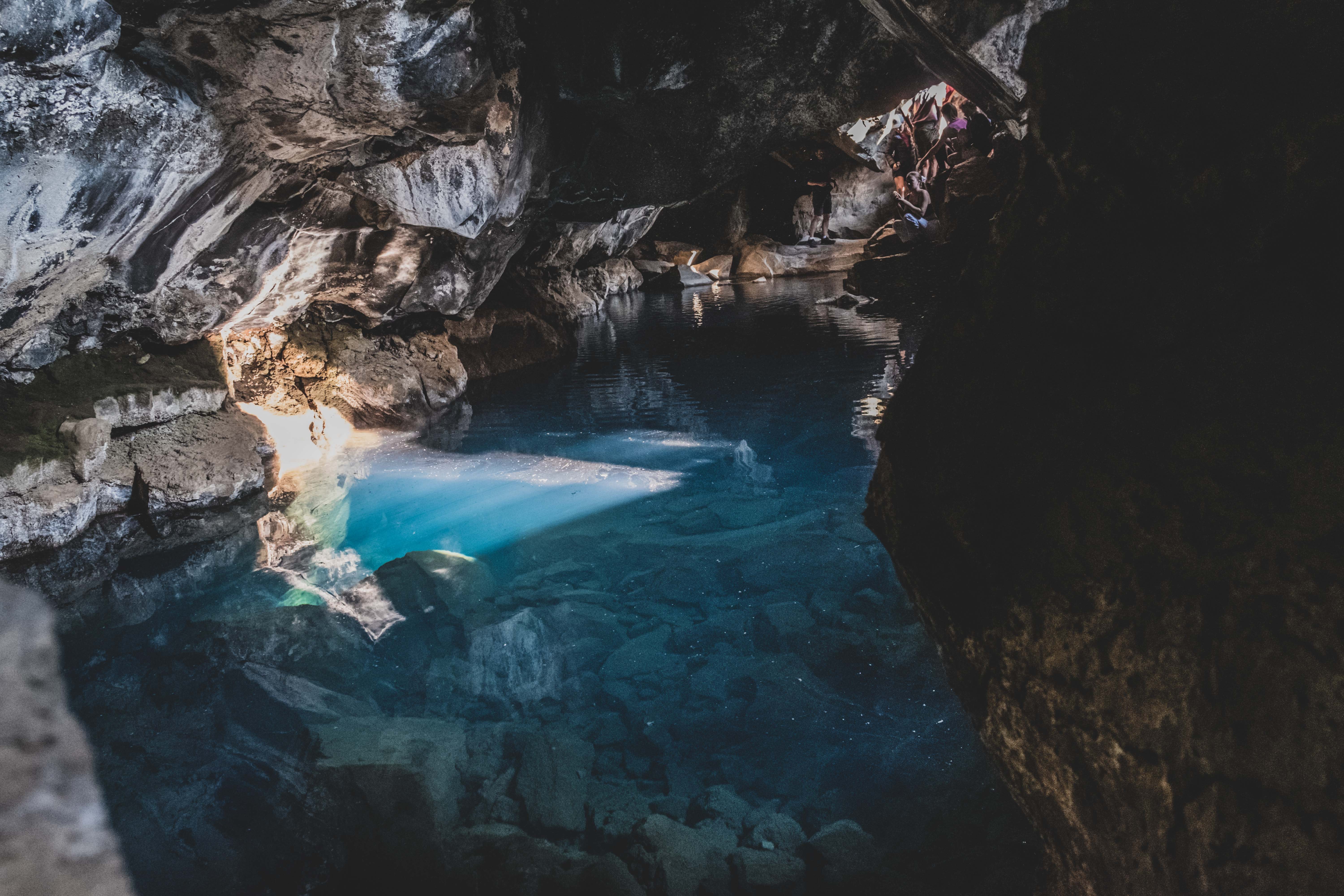  Steam rising from the thermal water in Grjótagjá cave