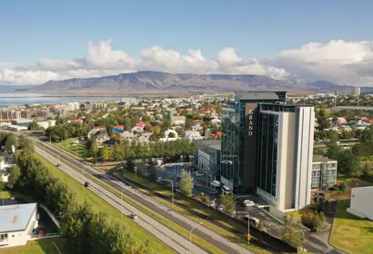Exterior of Hotel Reykjavik Grand at summer time 
